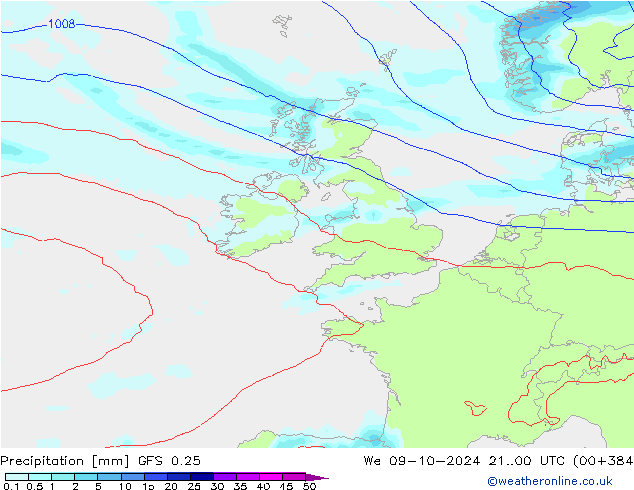 осадки GFS 0.25 ср 09.10.2024 00 UTC