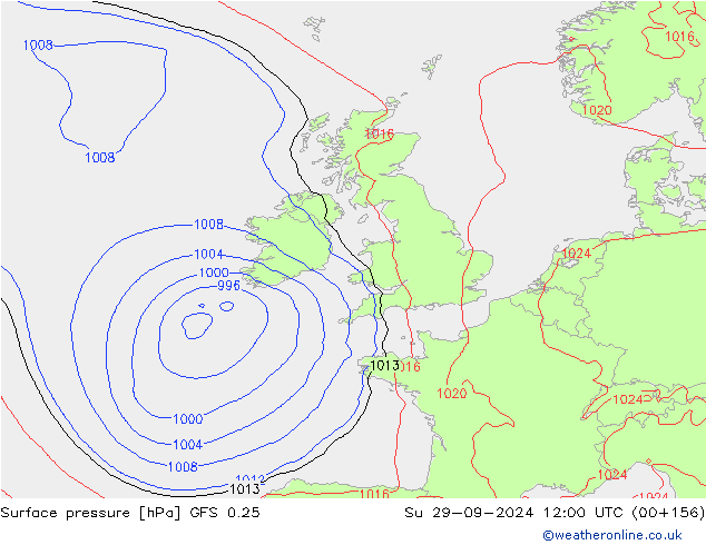 GFS 0.25: dom 29.09.2024 12 UTC