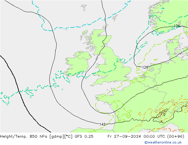 Z500/Rain (+SLP)/Z850 GFS 0.25 Sex 27.09.2024 00 UTC