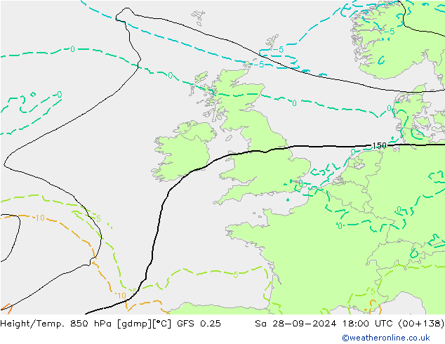 Z500/Rain (+SLP)/Z850 GFS 0.25 Sa 28.09.2024 18 UTC