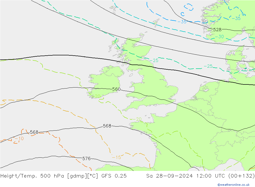 Geop./Temp. 500 hPa GFS 0.25 sáb 28.09.2024 12 UTC