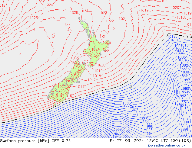 GFS 0.25: Fr 27.09.2024 12 UTC