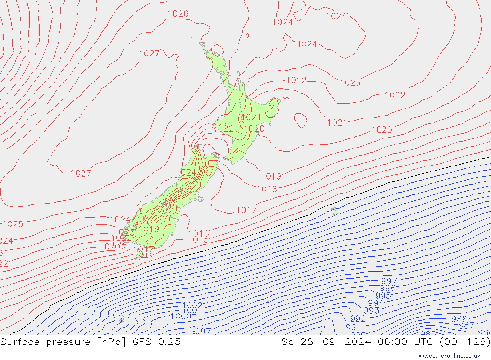 Bodendruck GFS 0.25 Sa 28.09.2024 06 UTC