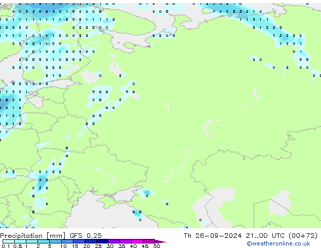 Precipitazione GFS 0.25 gio 26.09.2024 00 UTC