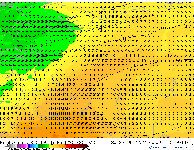 Z500/Regen(+SLP)/Z850 GFS 0.25 zo 29.09.2024 00 UTC