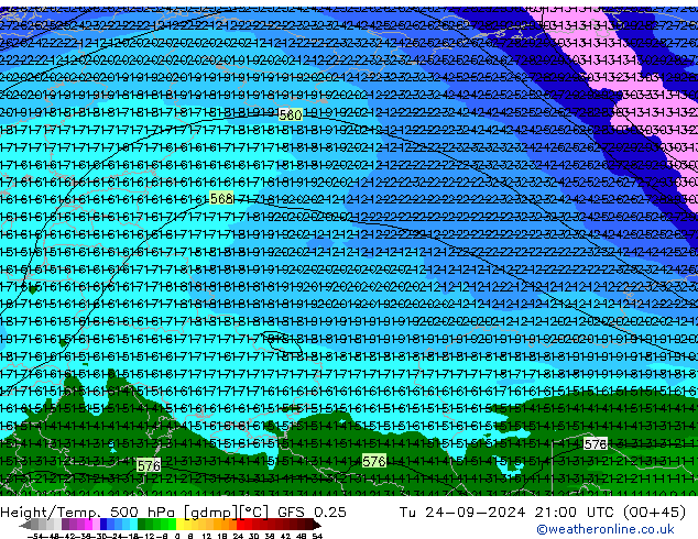 Z500/Rain (+SLP)/Z850 GFS 0.25 mar 24.09.2024 21 UTC