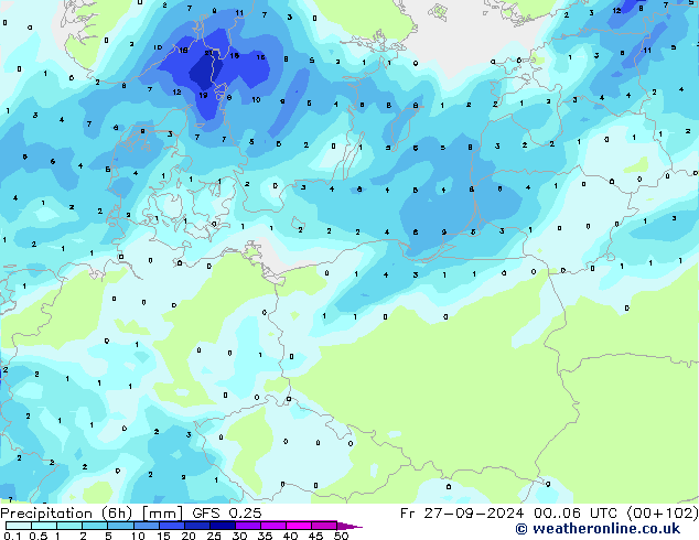 Z500/Rain (+SLP)/Z850 GFS 0.25 Fr 27.09.2024 06 UTC