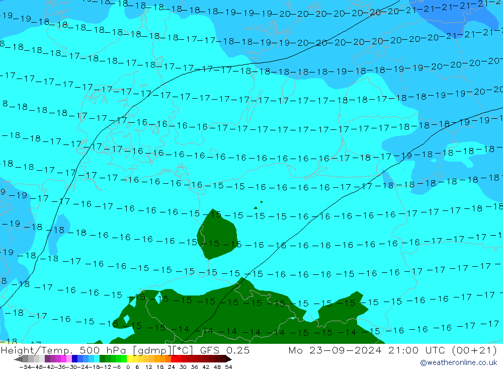 Z500/Rain (+SLP)/Z850 GFS 0.25 Mo 23.09.2024 21 UTC