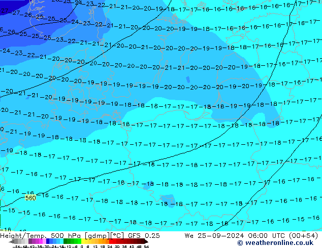 Z500/Rain (+SLP)/Z850 GFS 0.25 mer 25.09.2024 06 UTC