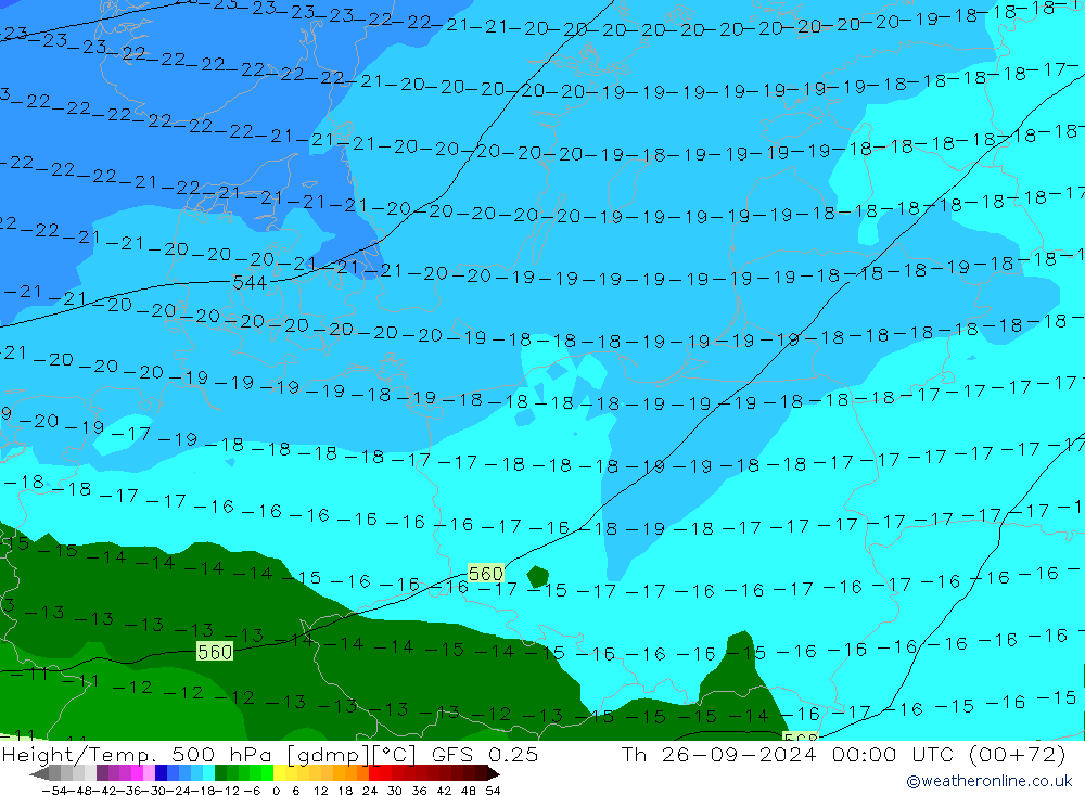 Z500/Rain (+SLP)/Z850 GFS 0.25 Th 26.09.2024 00 UTC