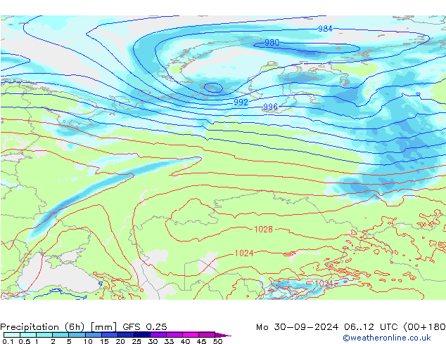 Z500/Yağmur (+YB)/Z850 GFS 0.25 Pzt 30.09.2024 12 UTC