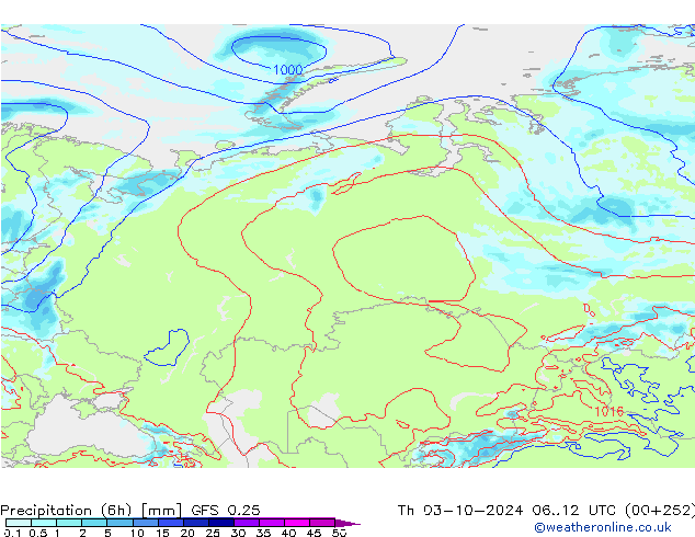 Z500/Rain (+SLP)/Z850 GFS 0.25 gio 03.10.2024 12 UTC