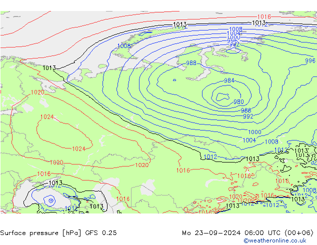 GFS 0.25: Po 23.09.2024 06 UTC