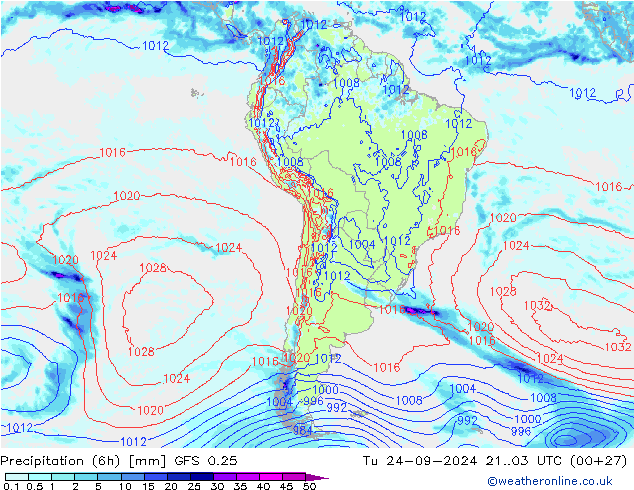 Z500/Rain (+SLP)/Z850 GFS 0.25 Tu 24.09.2024 03 UTC