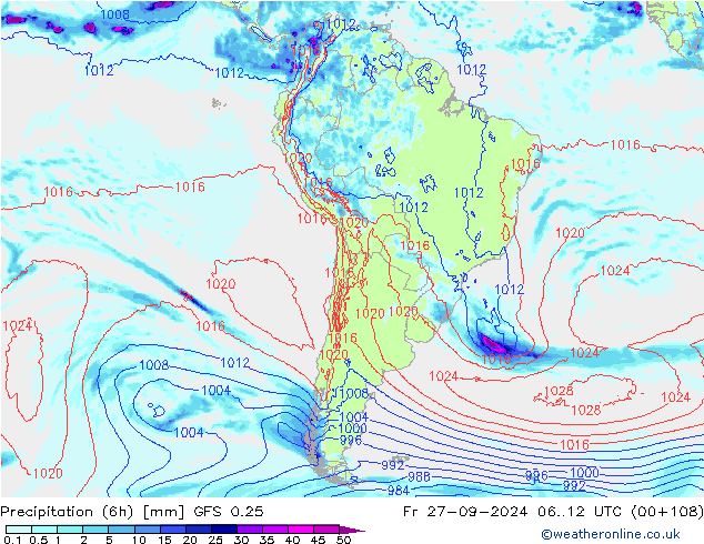 Z500/Rain (+SLP)/Z850 GFS 0.25 Fr 27.09.2024 12 UTC