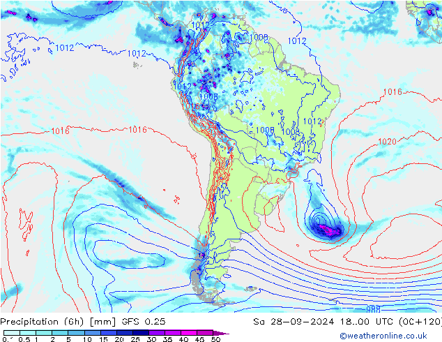 Z500/Rain (+SLP)/Z850 GFS 0.25 so. 28.09.2024 00 UTC