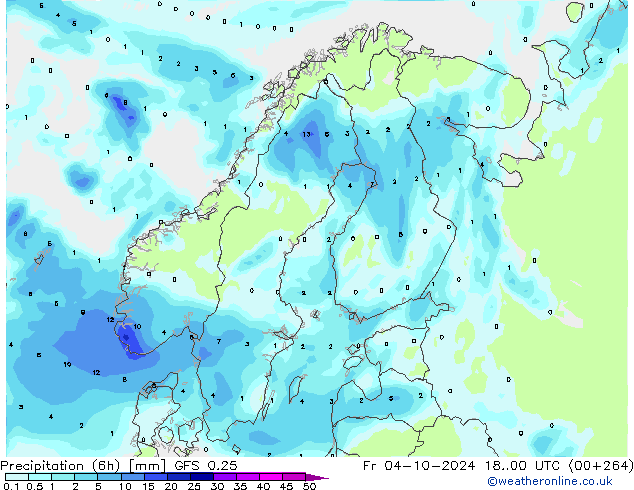 Z500/Rain (+SLP)/Z850 GFS 0.25 ven 04.10.2024 00 UTC