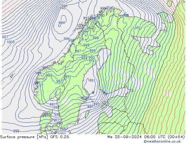 GFS 0.25: Qua 25.09.2024 06 UTC