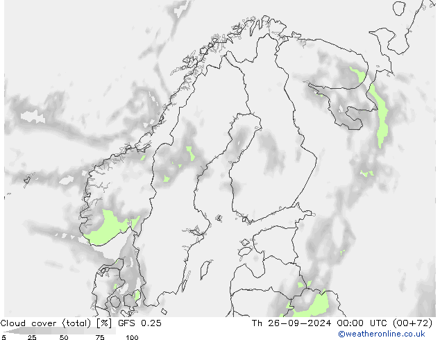 Bewolking (Totaal) GFS 0.25 do 26.09.2024 00 UTC