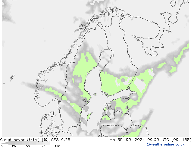 nuvens (total) GFS 0.25 Seg 30.09.2024 00 UTC