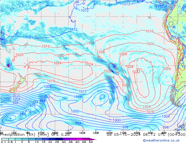 Z500/Rain (+SLP)/Z850 GFS 0.25 Sa 05.10.2024 12 UTC