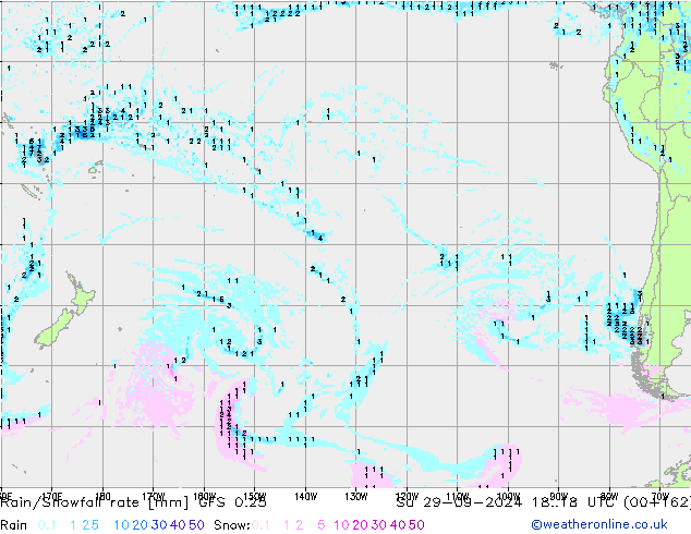 Rain/Snowfall rate GFS 0.25 dom 29.09.2024 18 UTC