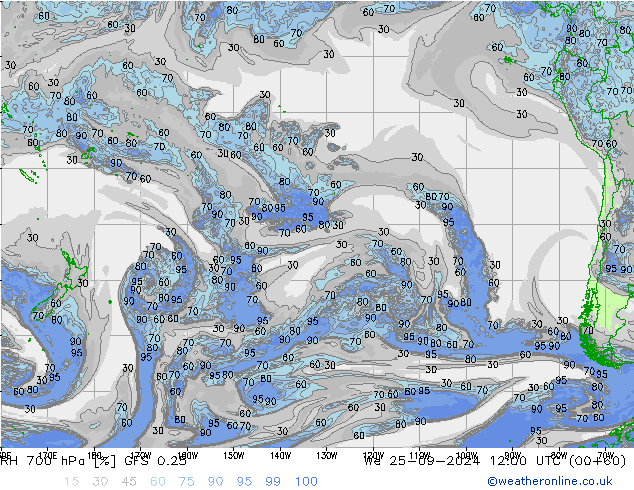 Humedad rel. 700hPa GFS 0.25 mié 25.09.2024 12 UTC