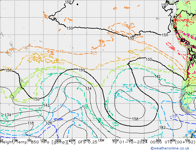 Z500/Rain (+SLP)/Z850 GFS 0.25 Tu 01.10.2024 00 UTC