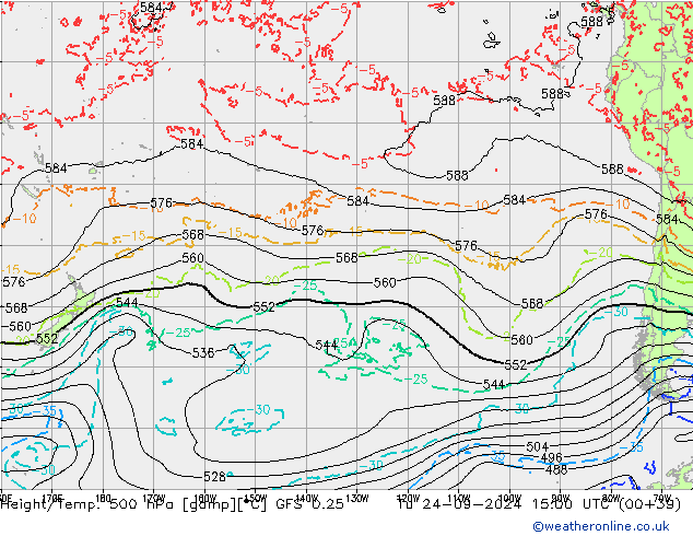 Z500/Rain (+SLP)/Z850 GFS 0.25 Út 24.09.2024 15 UTC