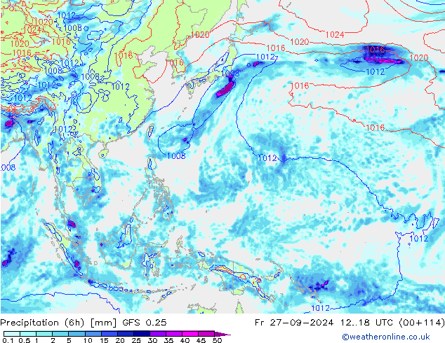 Z500/Rain (+SLP)/Z850 GFS 0.25 Sex 27.09.2024 18 UTC