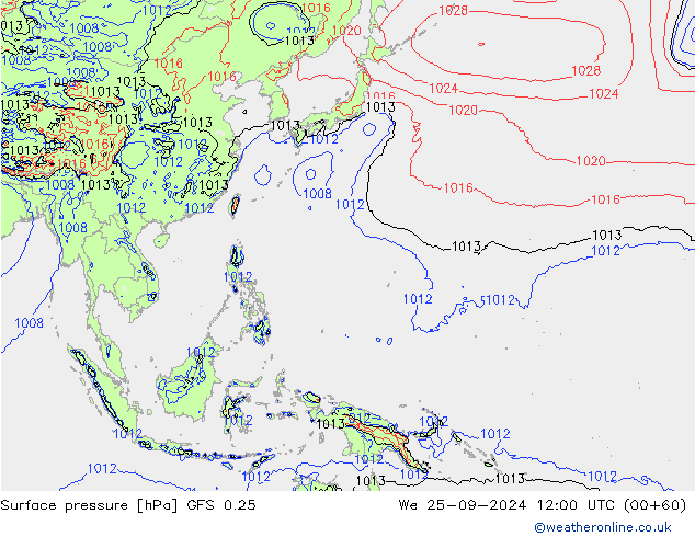 GFS 0.25: wo 25.09.2024 12 UTC