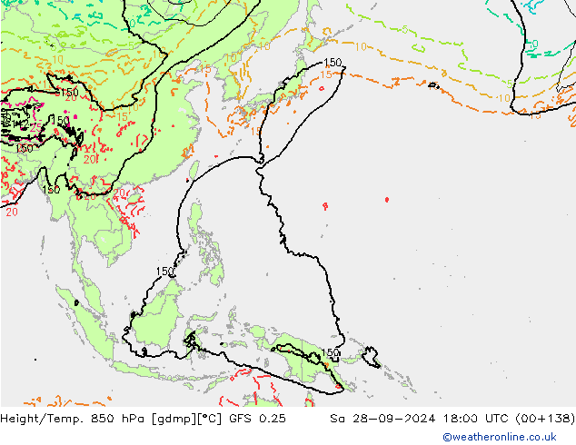 Z500/Rain (+SLP)/Z850 GFS 0.25 Sa 28.09.2024 18 UTC