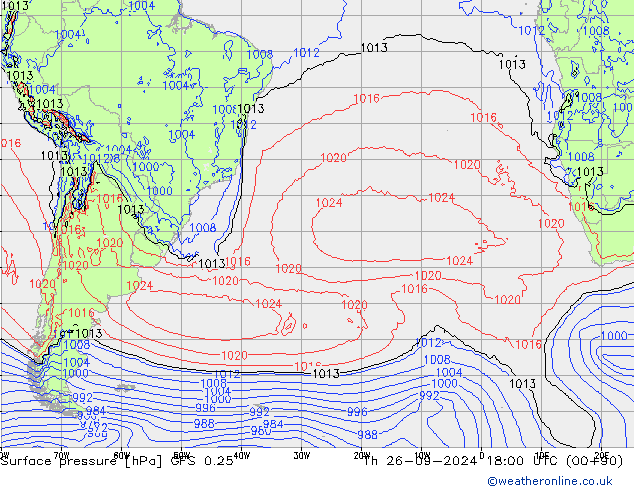 GFS 0.25: Per 26.09.2024 18 UTC