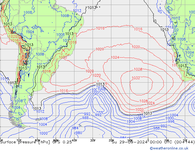 GFS 0.25: Dom 29.09.2024 00 UTC