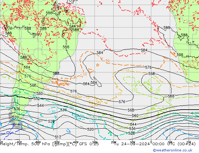 Z500/Rain (+SLP)/Z850 GFS 0.25  24.09.2024 00 UTC