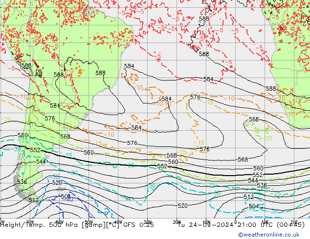 Z500/Regen(+SLP)/Z850 GFS 0.25 di 24.09.2024 21 UTC