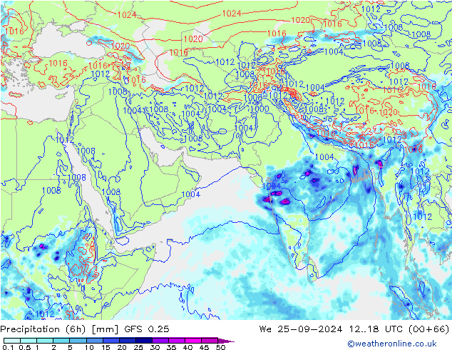 Z500/Rain (+SLP)/Z850 GFS 0.25 mer 25.09.2024 18 UTC