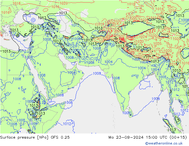 Surface pressure GFS 0.25 Mo 23.09.2024 15 UTC