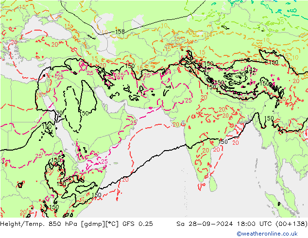 Z500/Rain (+SLP)/Z850 GFS 0.25 so. 28.09.2024 18 UTC