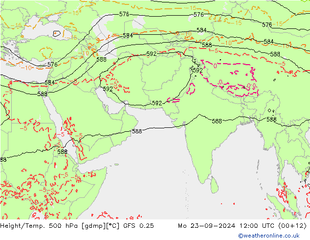 Z500/Rain (+SLP)/Z850 GFS 0.25 Mo 23.09.2024 12 UTC