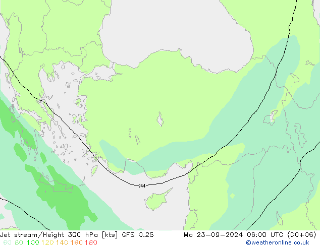 Jet stream/Height 300 hPa GFS 0.25 Mo 23.09.2024 06 UTC