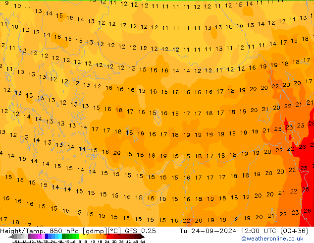 Z500/Rain (+SLP)/Z850 GFS 0.25 вт 24.09.2024 12 UTC