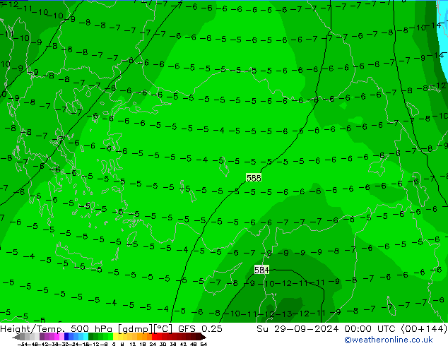 Z500/Rain (+SLP)/Z850 GFS 0.25 Su 29.09.2024 00 UTC