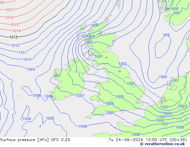 GFS 0.25: Di 24.09.2024 12 UTC