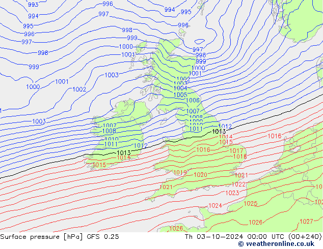 GFS 0.25: czw. 03.10.2024 00 UTC