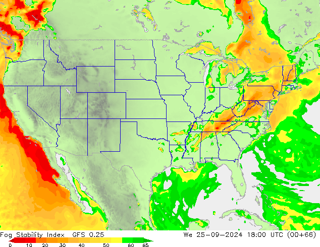 Fog Stability Index GFS 0.25 We 25.09.2024 18 UTC