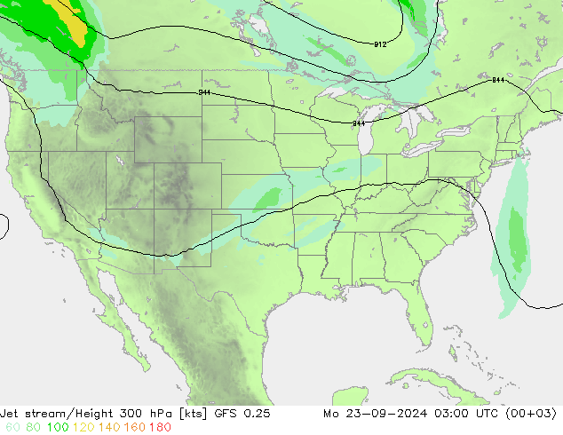 Jet stream/Height 300 hPa GFS 0.25 Mo 23.09.2024 03 UTC