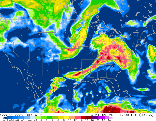 Soaring Index GFS 0.25 wto. 24.09.2024 12 UTC