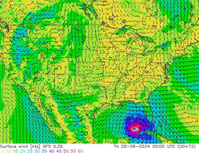 Viento 10 m GFS 0.25 jue 26.09.2024 00 UTC