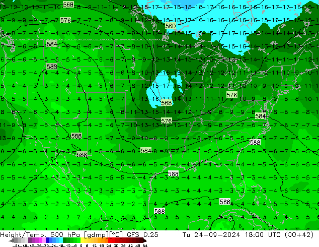 Z500/Rain (+SLP)/Z850 GFS 0.25 Tu 24.09.2024 18 UTC